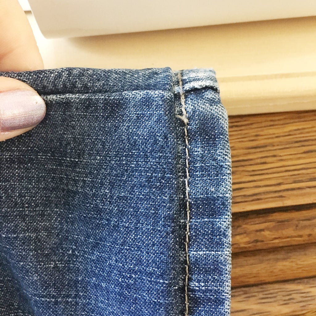 hemming jeans with original hem