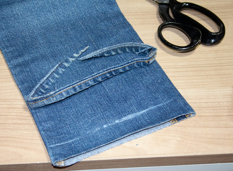 hemming jeans with original hem